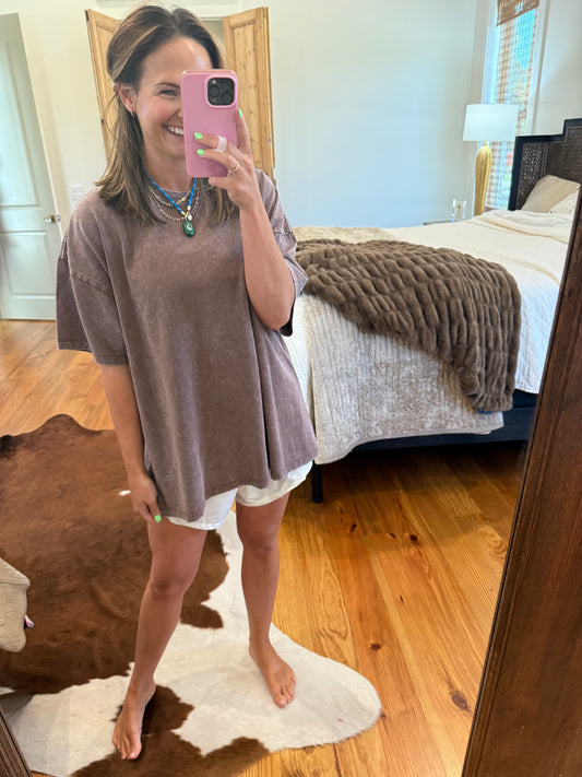 Mineral Wash Oversized Crew Neck T-Shirt
