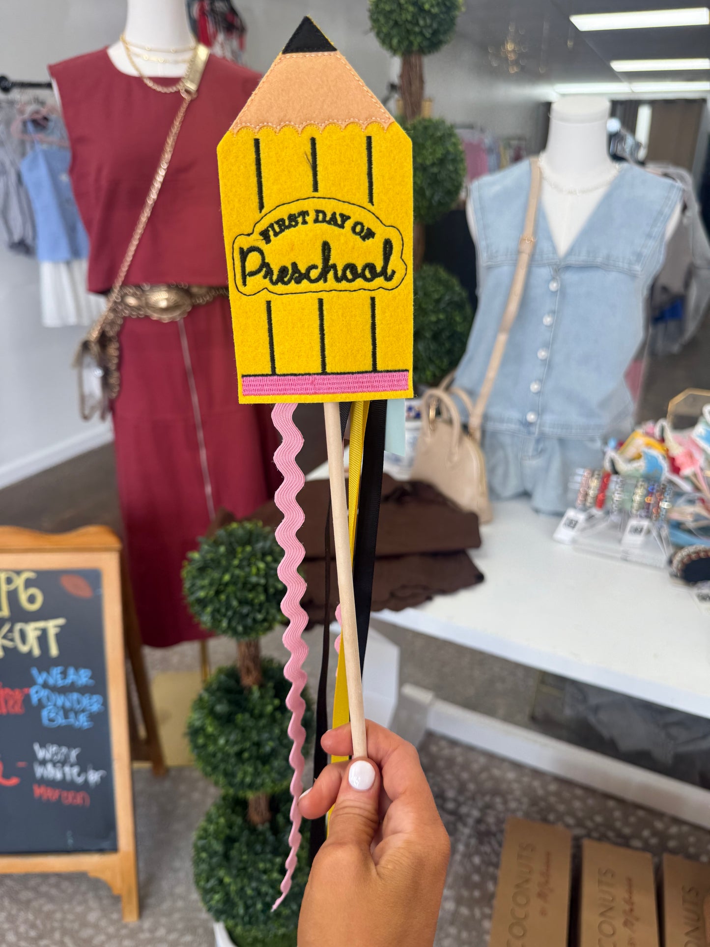First Day of Preschool Embroidered Felt Wand