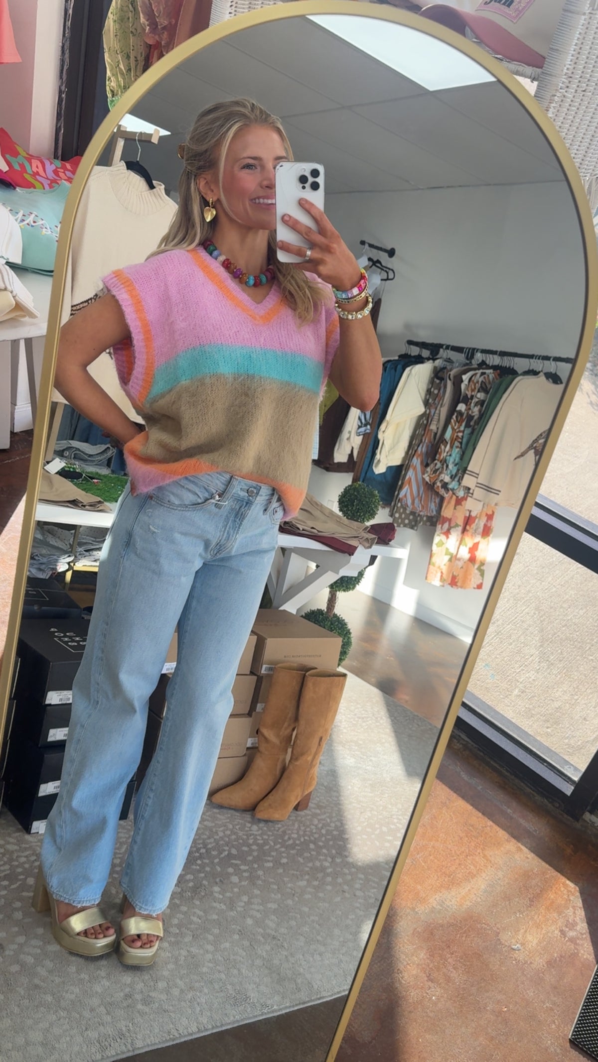 Stella Colorblock V-Neck Sweater