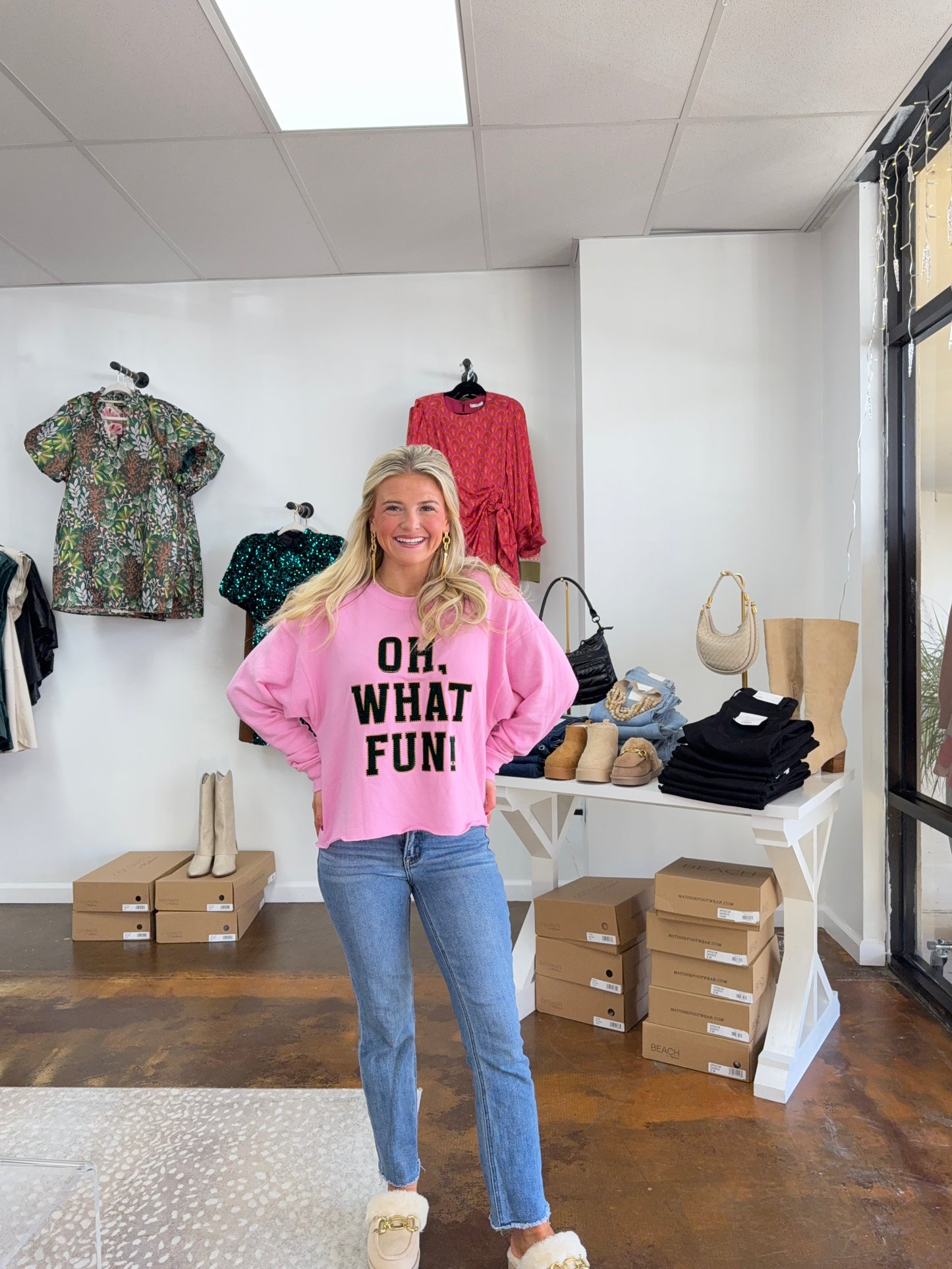 "OH WHAT FUN" LOUNGE SWEATSHIRT