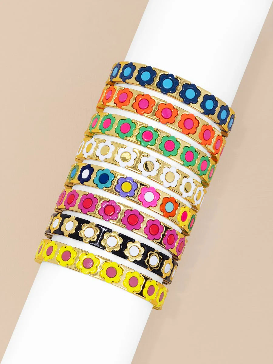 Flower Enamel Stretch Bracelet