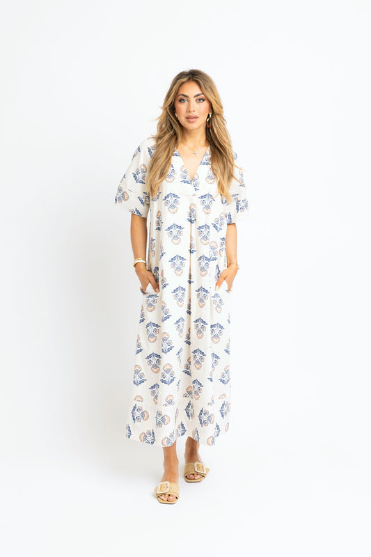 Vintage Floral Vneck Signature Maxi Dress