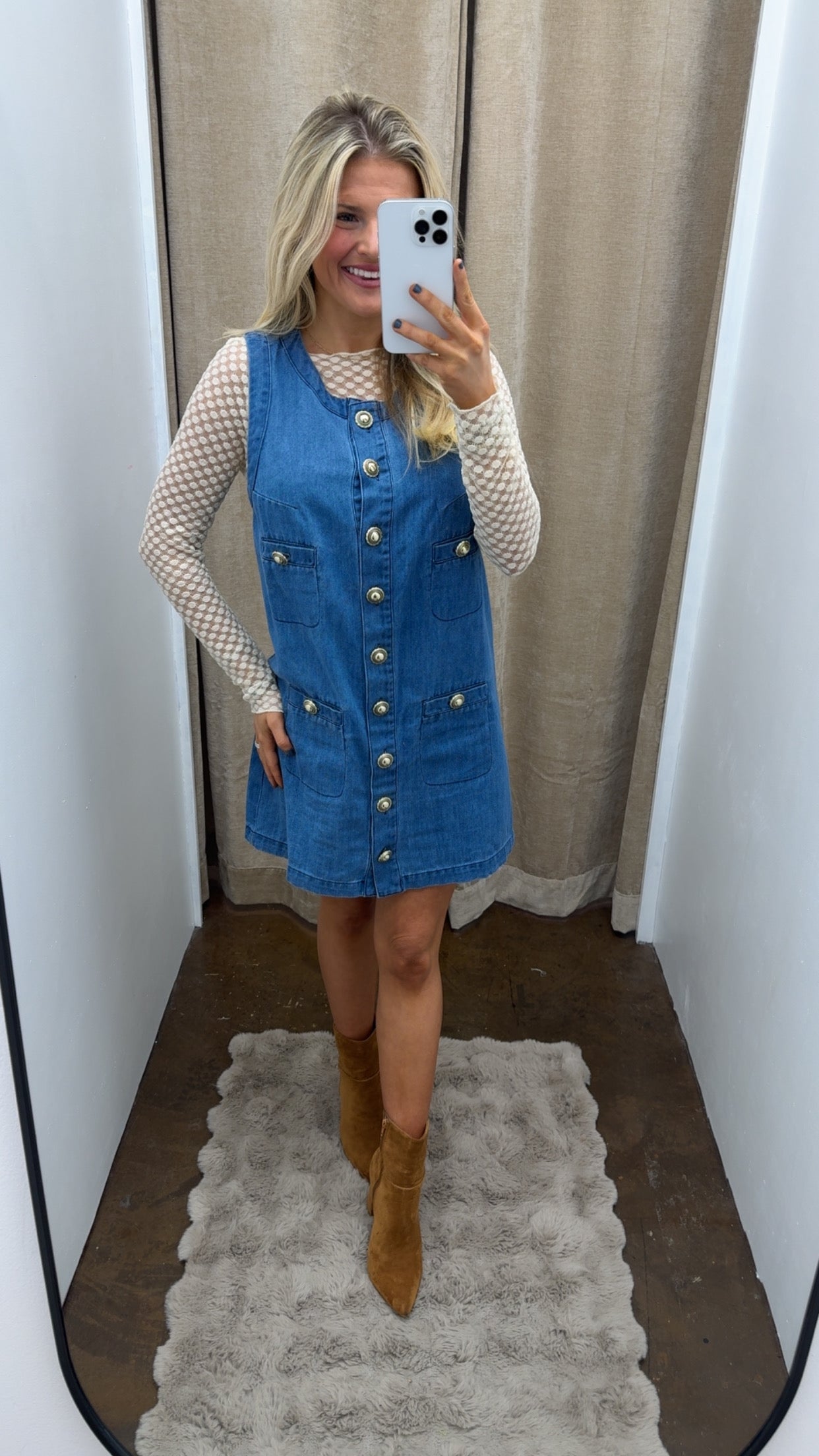 LONG SLEEVE ROUND NECK DOT LACE MESH TOP