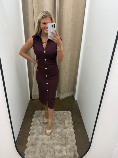 V-Neck Midi Shirt Dress