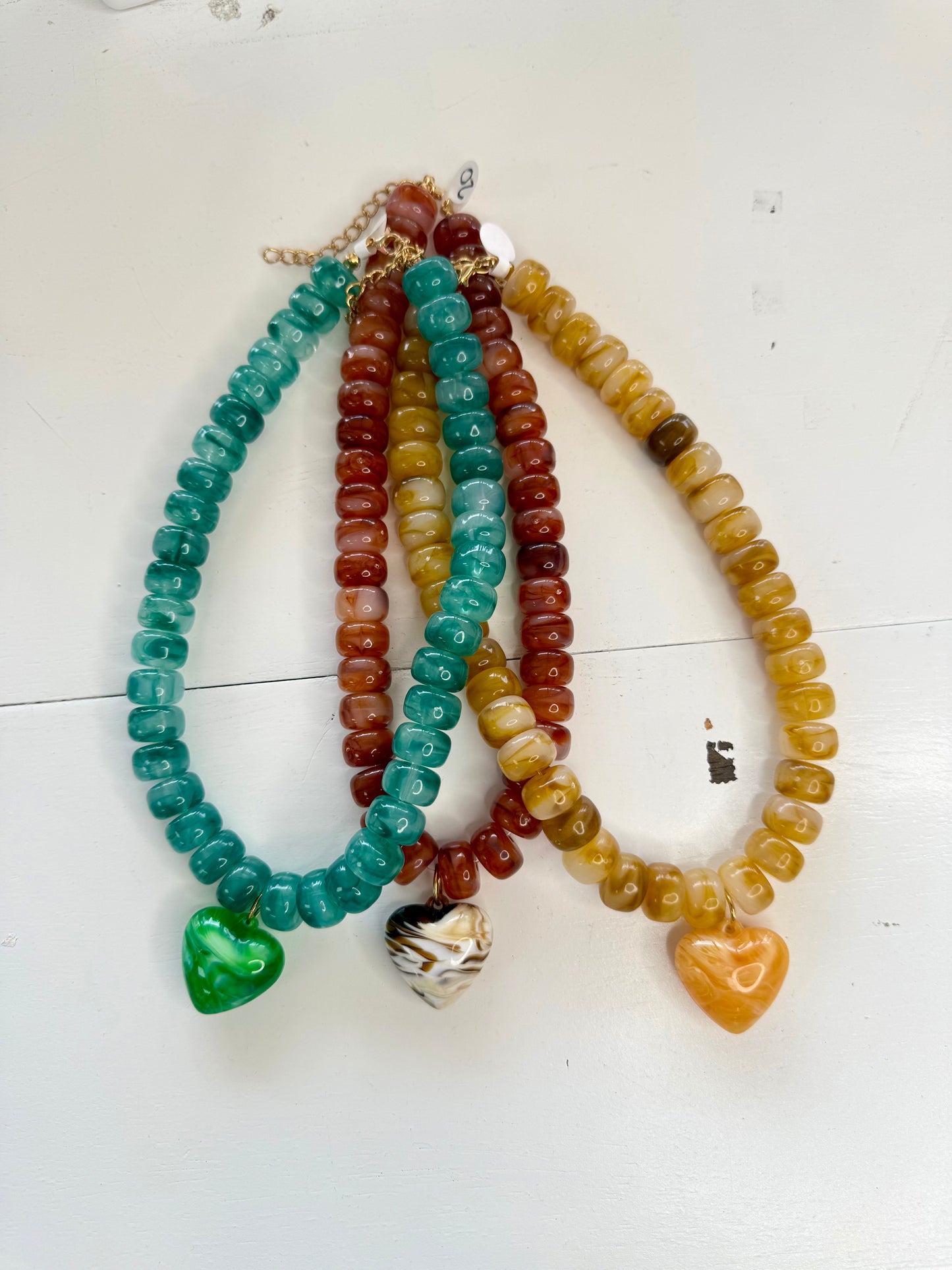 Marble Necklace with Resin Heart Charm