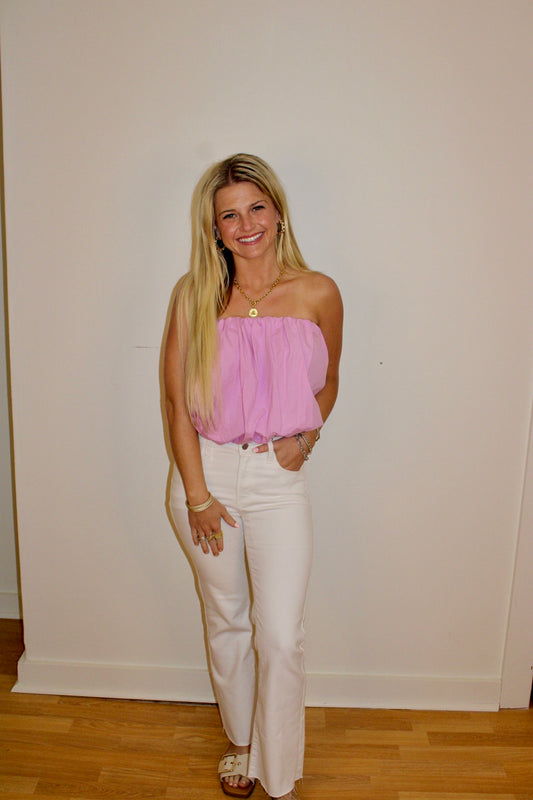 Strapless Bubble Hem Top