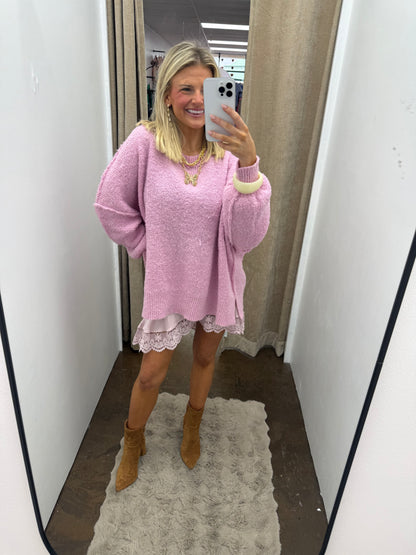 Lilac Skirt with Lace Trim