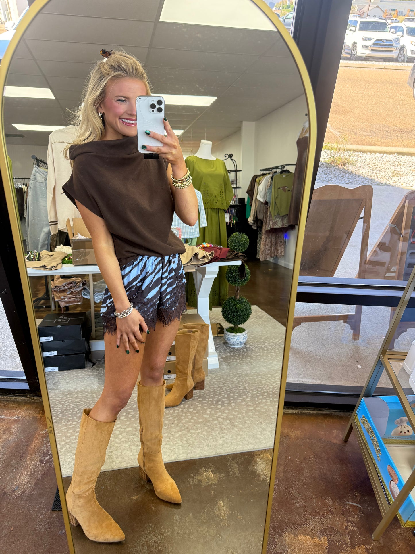 Riley Zebra Lace Trimmed Shorts