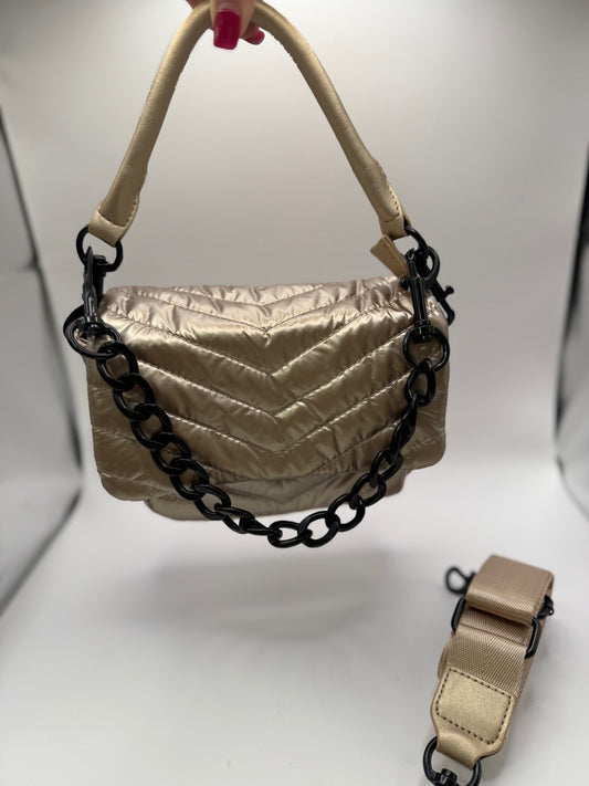 Gold Puffer Shoulder Bag