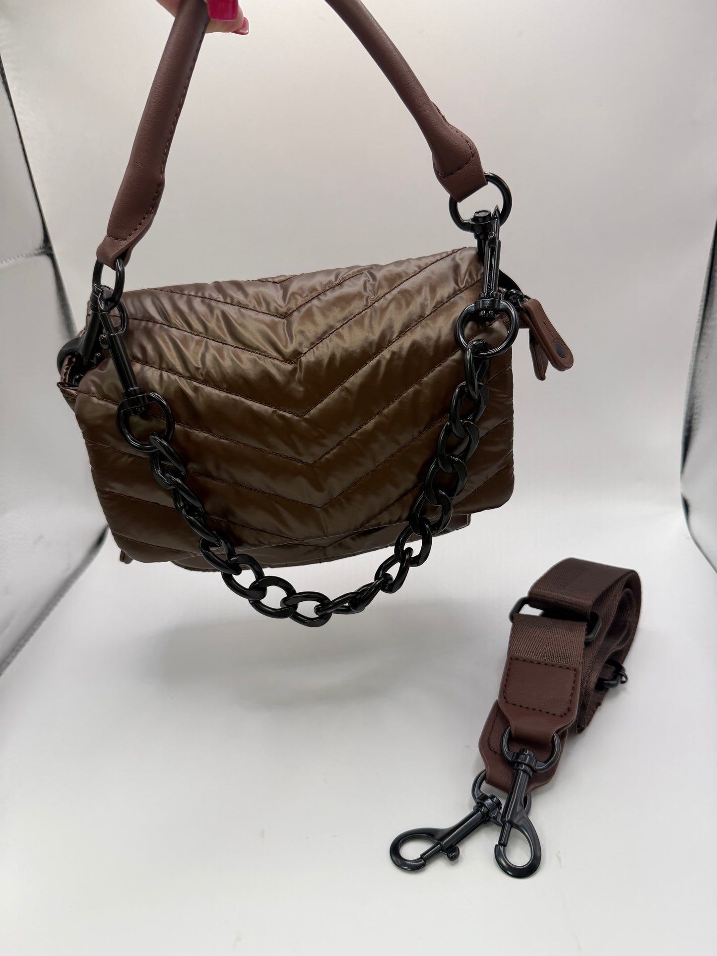 Brown Puffer Shoulder Bag
