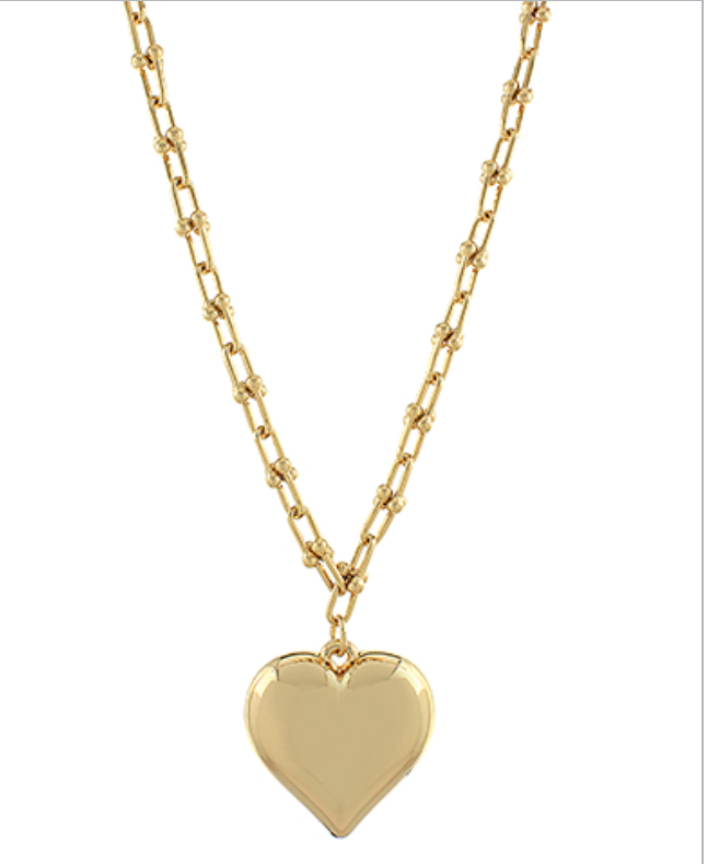 Puffy Heart U Link Chain Necklace