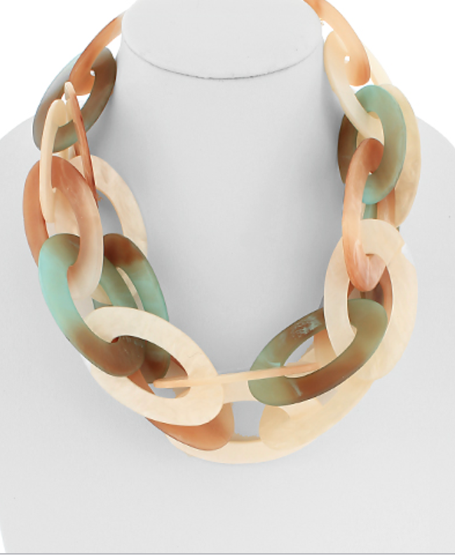 Celluloid Two Layered Oval Link Necklace