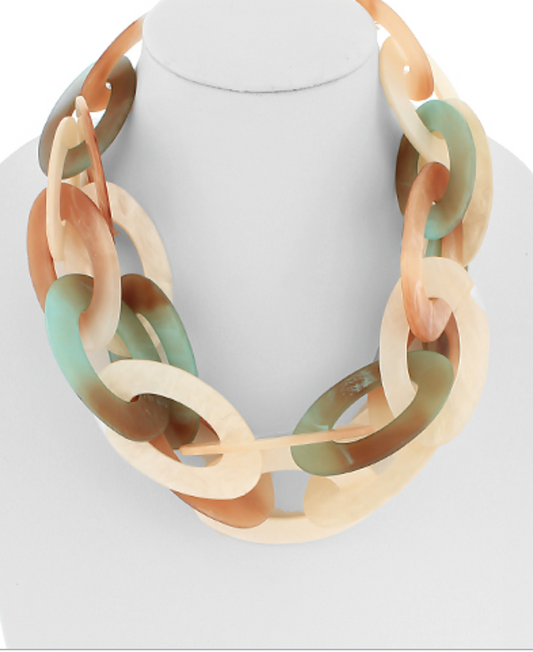 Celluloid Two Layered Oval Link Necklace