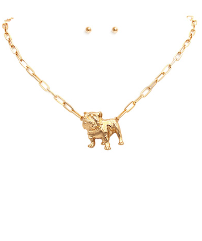 Bulldog Paper Clip Chain Necklace