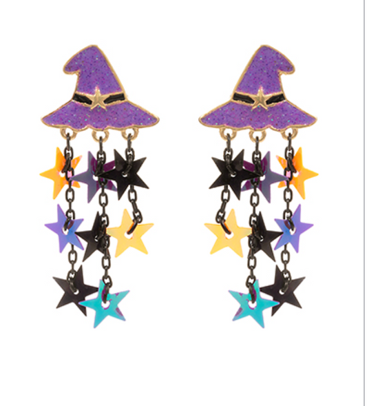 Witch's Hat & Star Tassel Earrings