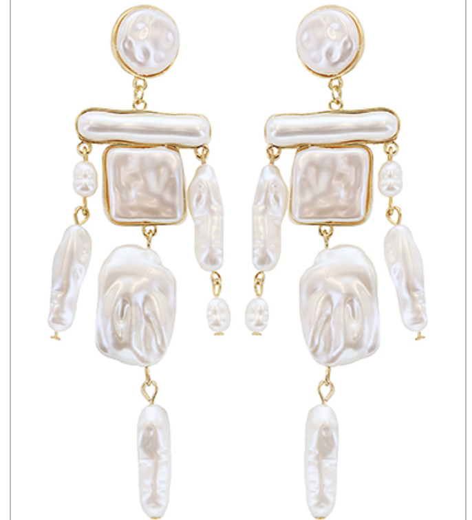 Multi Shape Organic Pearl Dangle Earrings