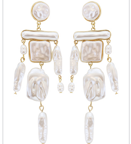 Multi Shape Organic Pearl Dangle Earrings