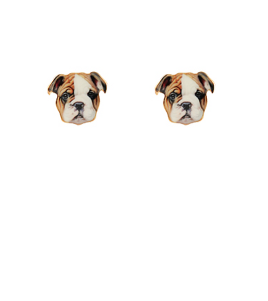 Bulldog Epoxy Earrings
