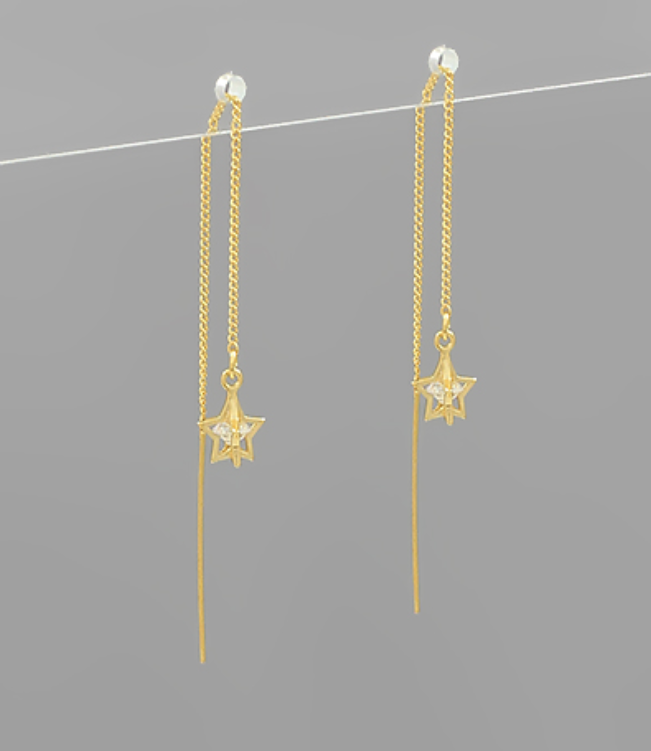 Linked Star & Chain Threader Earrings