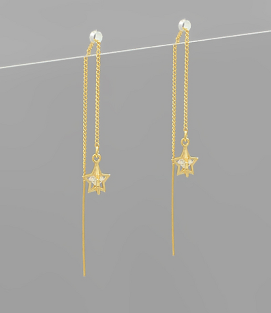 Linked Star & Chain Threader Earrings