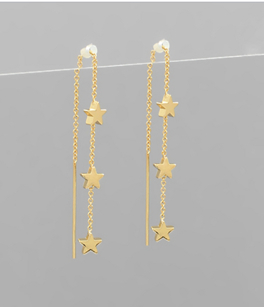 Linked Star Chain Threader Earrings