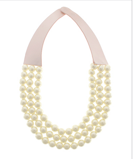 3 Row Faux Stone Bead Necklace