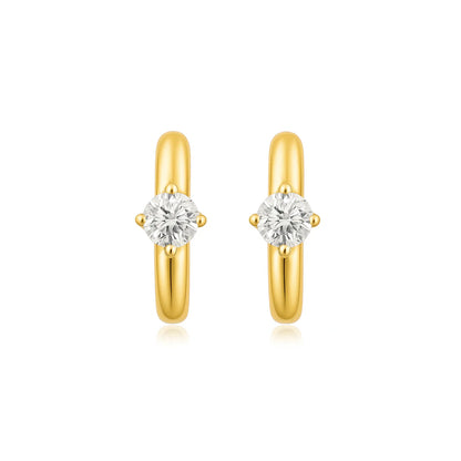 Yael Solitaire Huggie Hoop Earring - Gold