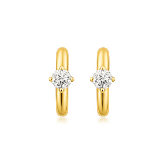 Yael Solitaire Huggie Hoop Earring - Gold