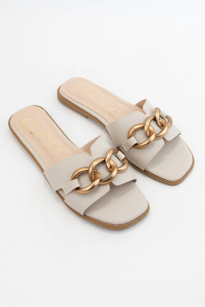 BRONZE BOLD CHAIN H-SHAPED SANDAL