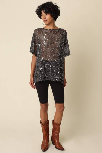 Lana Sequin Mesh Top