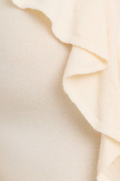 LONG SLEEVE V-NECK RUFFLED SWEATER