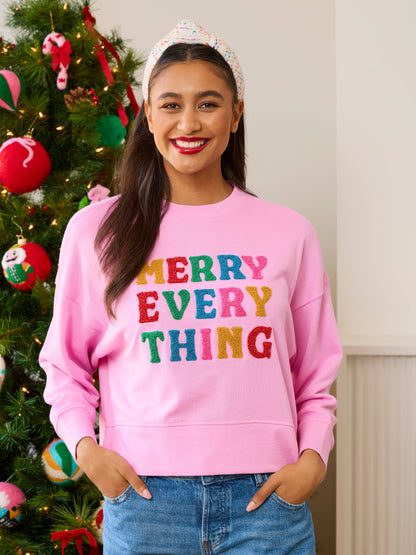 MERRY EVERYTHING RELAXED SWEATSHIRTS,CANDY PINK