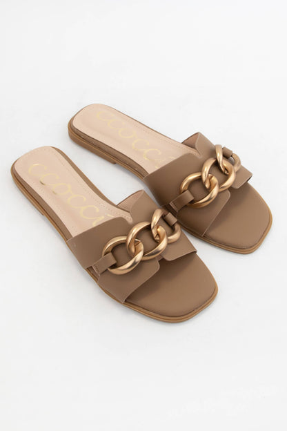 BRONZE BOLD CHAIN H-SHAPED SANDAL