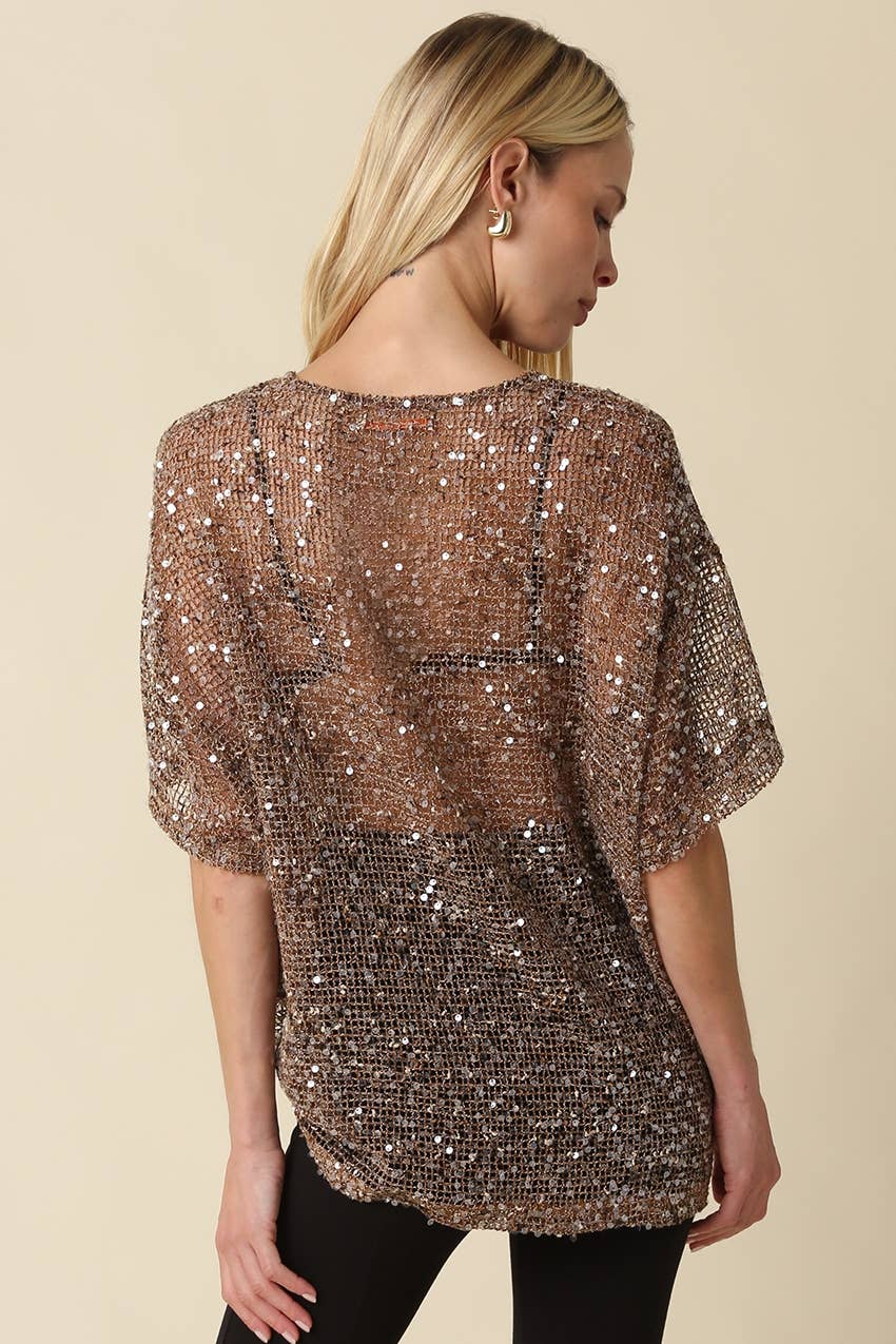 Lana Sequin Mesh Top