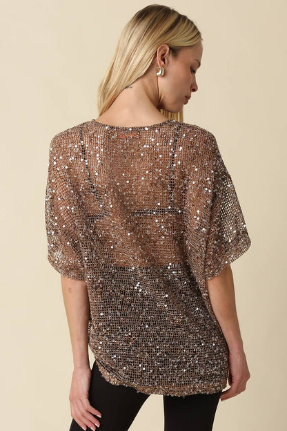 Lana Sequin Mesh Top