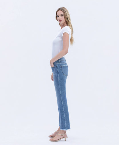 MID RISE RAW HEM CROP STRAIGHT JEANS V2750N