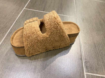 Platform Slides with Fleece Strap Sandals