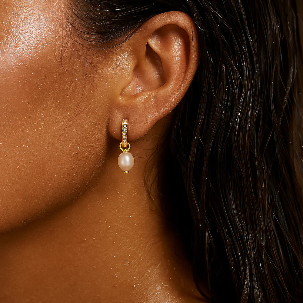 Georgie Huggie Hoop Pear Earring