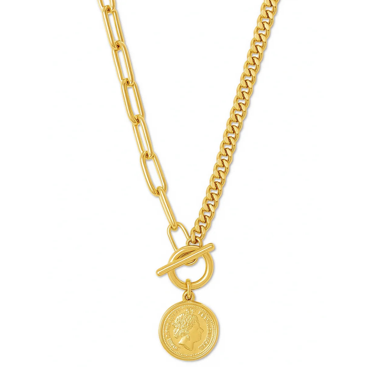 Stacie Toggle Chain Coin Necklace
